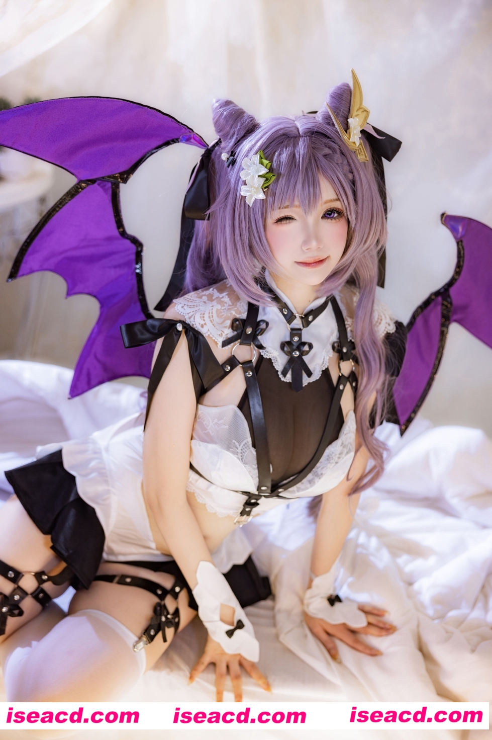 【COSPLAY/带视频】雪晴Astra-刻晴 恶魔拘束睡衣 [20P 4V]【400M】